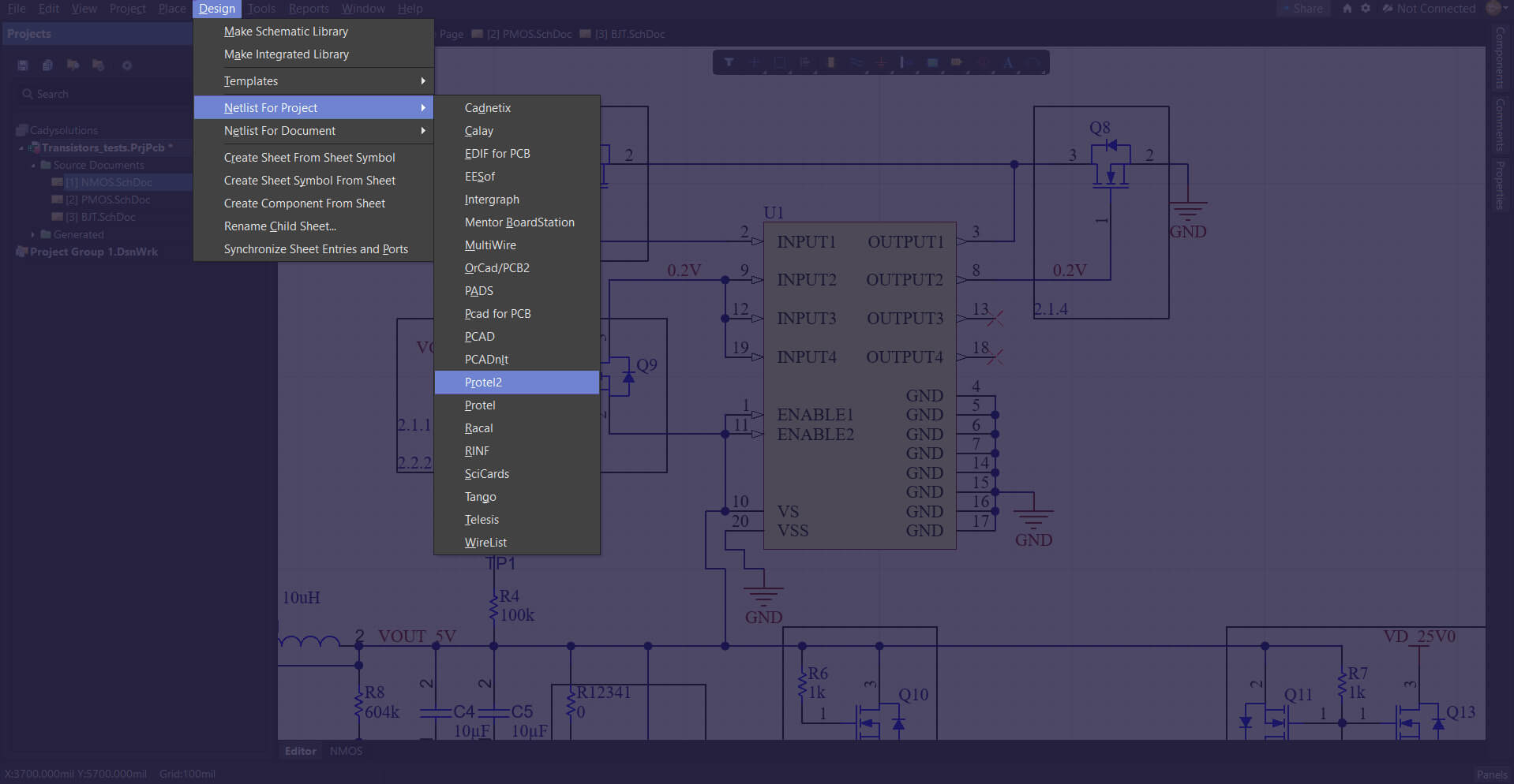 Altium — Netlist For Project menu