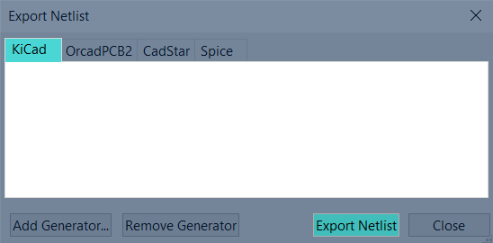 KiCad — Export Netlist dialog