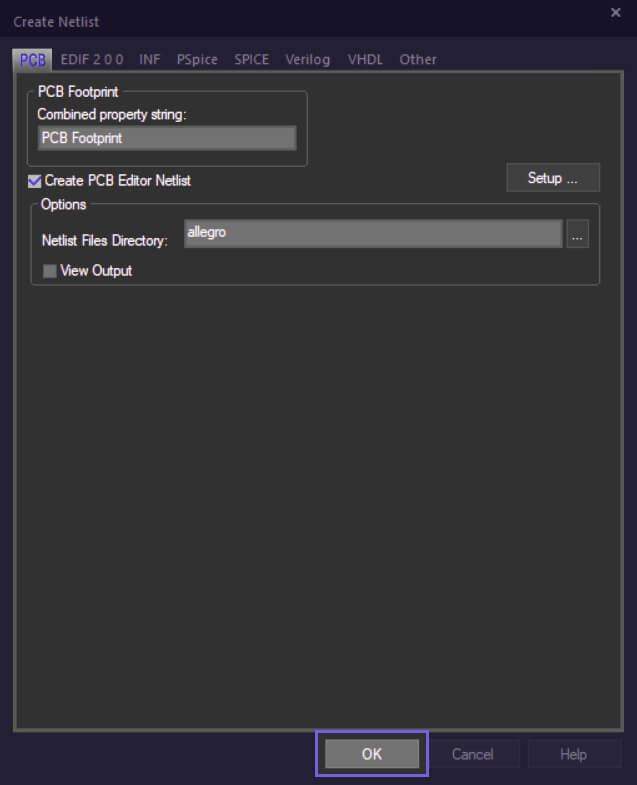 Cadence — OK dialog